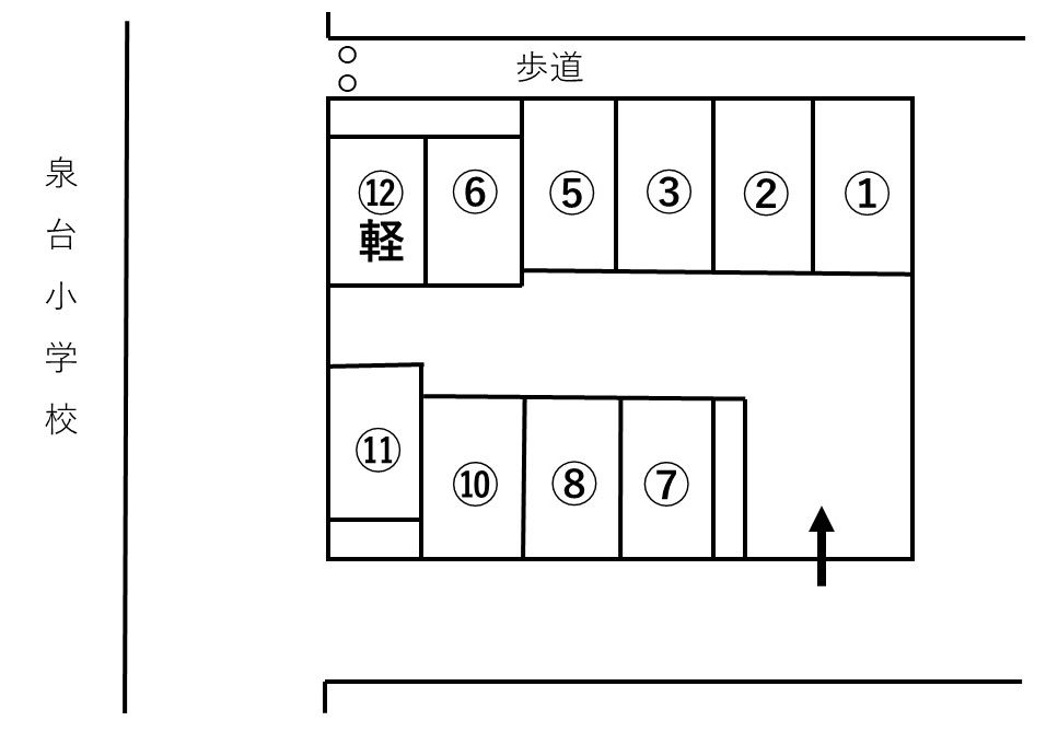 「泉台岡崎パーキング」神戸市北区泉台４丁目の賃貸駐車場の区画図です