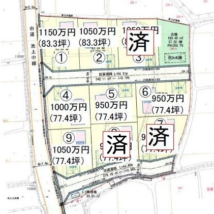 丹波篠山市池上 建築条件なし土地 全9区画