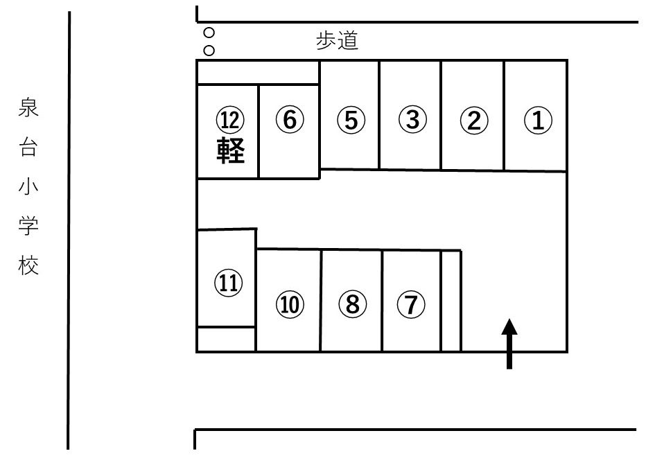 「泉台岡崎パーキング」神戸市北区泉台４丁目の賃貸駐車場の区画図です